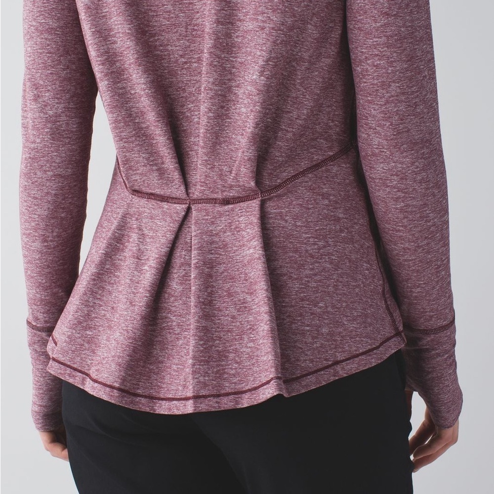 Lululemon Women’s Warm Your Core Long Sleeve Tee Heathered Bordeaux Drama Size 6 - Picture 5 of 14